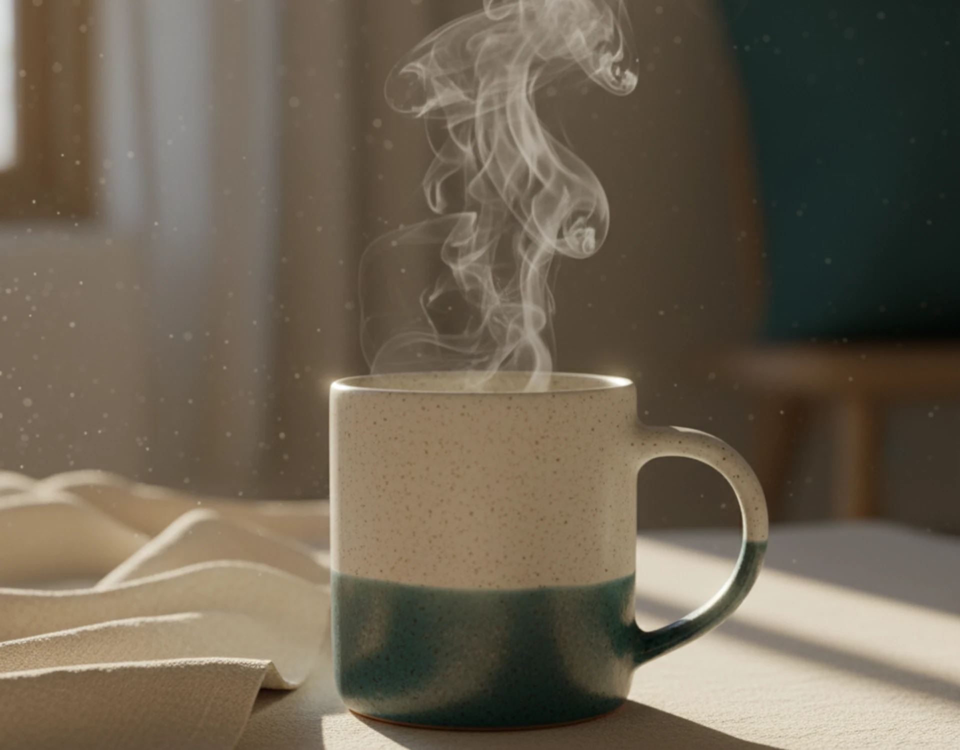 A warm wellness-inspired workspace with a lit sage bundle, an open journal, a pen, and soft natural light — representing the calm, thoughtful editorial process at Many Words One Voice.